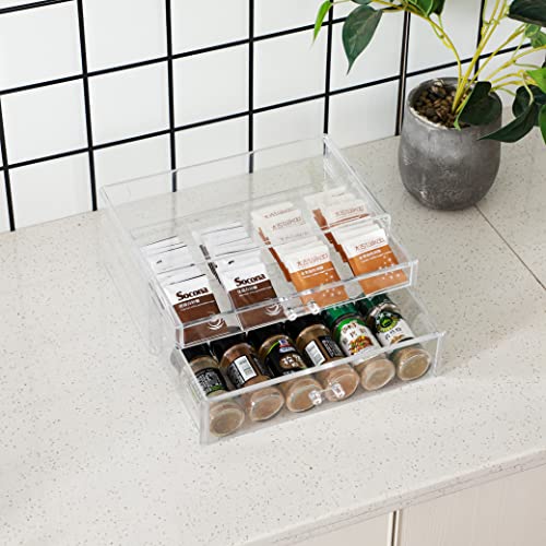 Acrylic Storage Desk Box with 3 Drawers Plastic Makeup Organizer Containers Bins B5722