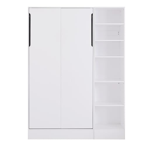 Queen Murphy Wall Bed with Sofa and Storage Shelves L109