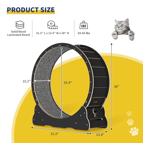 Solid Wood Cat Exercise Wheel with 2 Anti-Scratch Pads V2752