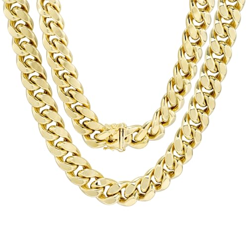 14k Yellow Gold Miami Cuban Link Chain Necklace C524