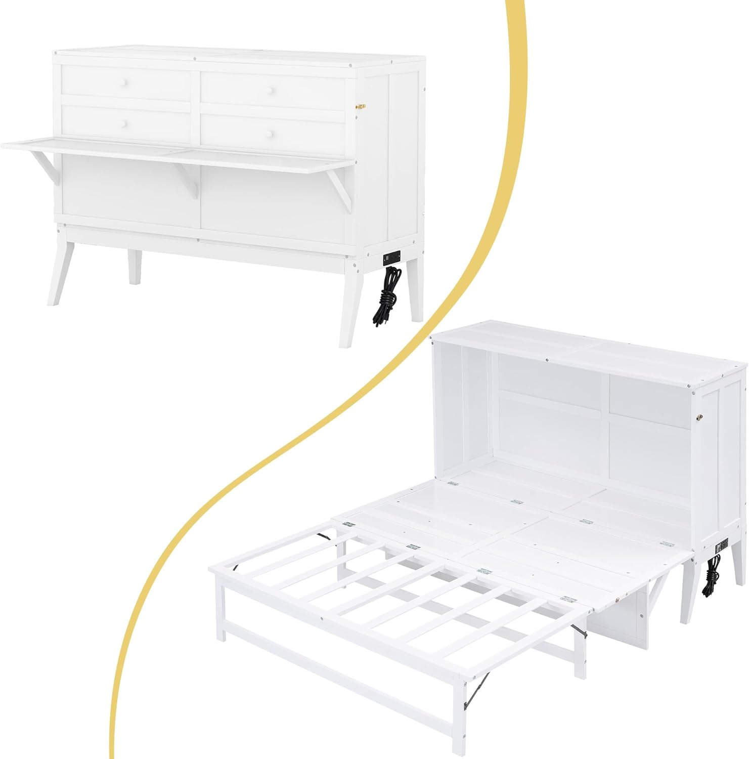 White Wood Queen Murphy Bed Y43570