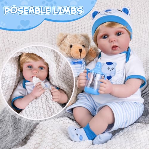 22 inch Lifelike Baby Doll with Feeding Accessories Doll Set Q96677