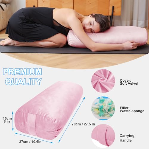 Rectangular Yoga Bolster Pillow with Velvet Cover Q387