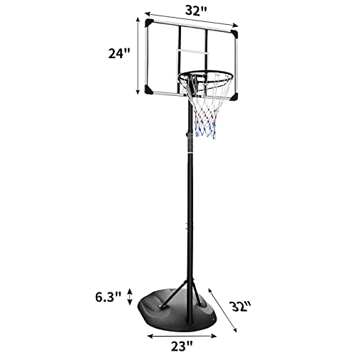 32" Backboard Basketball Goal Stand with Fillable Base and Wheels, 7.5-9.2ft Adjustable Height T98141
