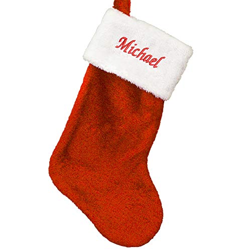 Embroidered Red Plush Christmas Stocking M31182