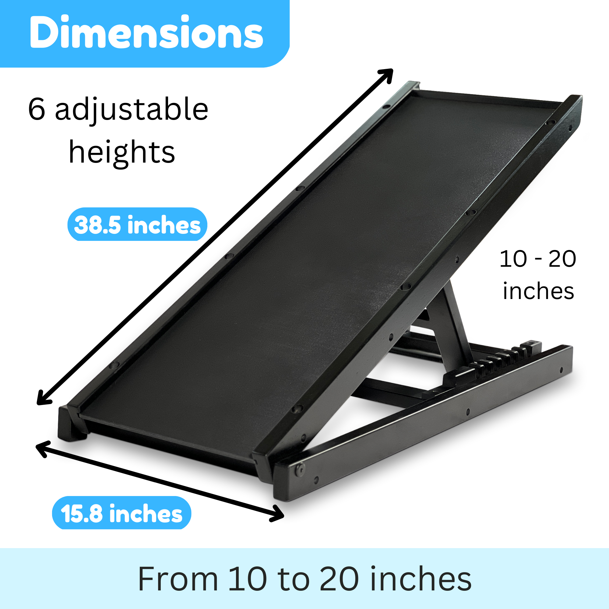 Adjustable 10" to 20" Anti Slip Pet Ramp for Couch S3970