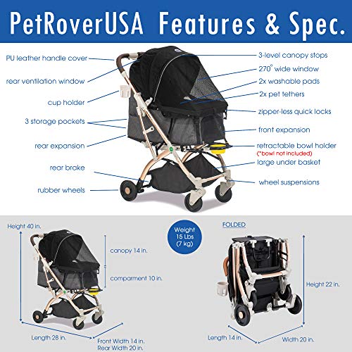 Taupe Light-Weight Pet Stroller with Aluminum Frame J3654