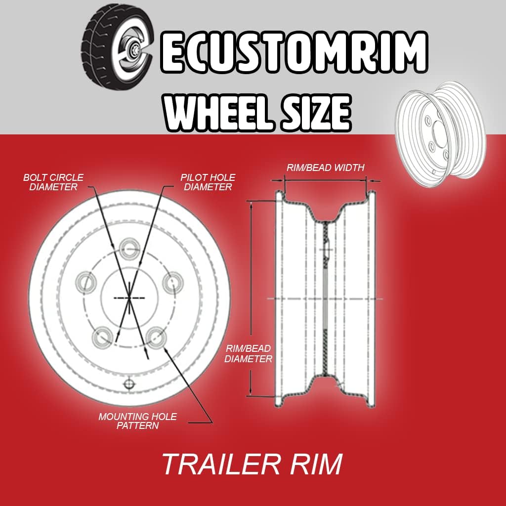 2-Pack 4.80-8 5 Lug Galvanized Trailer Tire Rim C284