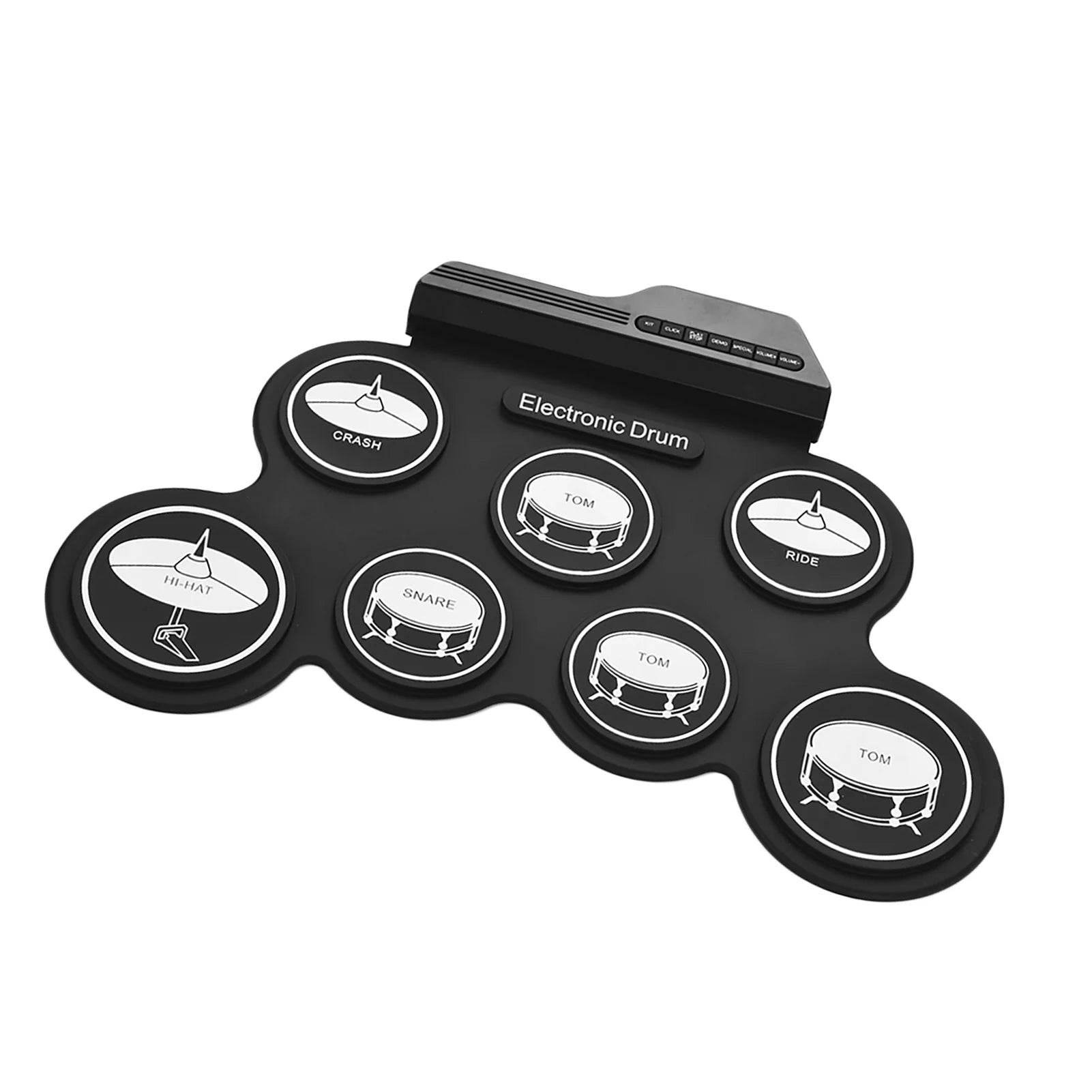 Compact USB Silicon Drum Set with 7 Drum Pads Drumsticks Foot Pedals F90767