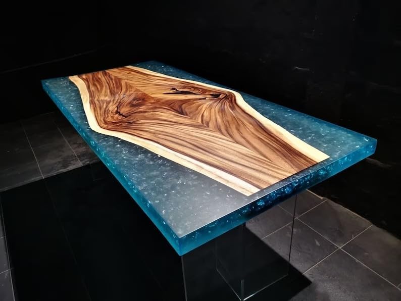 Natural Wood Epoxy Dining Table (90 x 36 Inches) Q475182