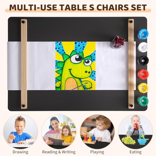 Kids Art Table and Chairs Set with Storage Desk and Art Supply Organizer W564409