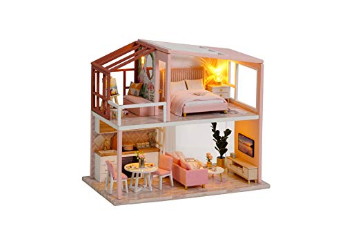 Wooden DIY Dollhouse Kit, 1:32 Scale Miniature with Furniture, Dust Proof Cover N575534