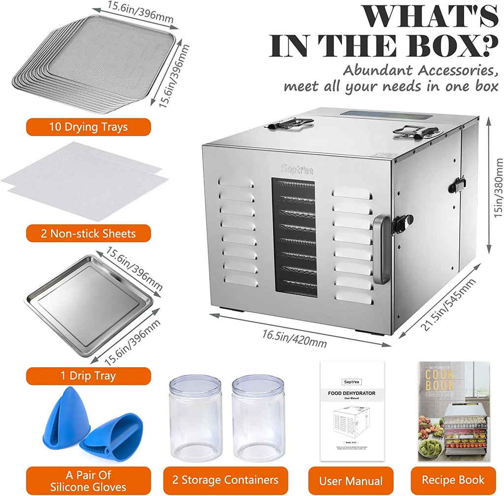 10 Trays Stainless Steel Food Dehydrator S90374
