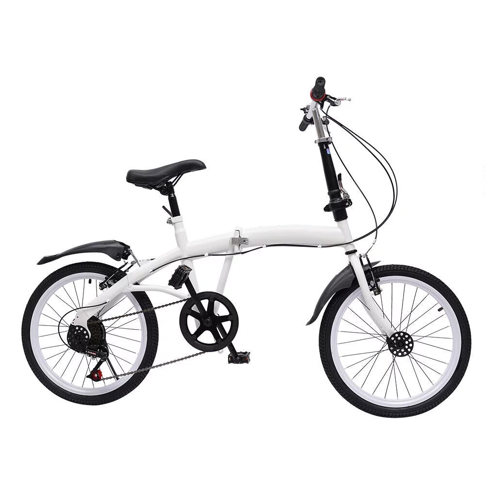 White 20 Inch 7 Speed Folding Bicycle U63288