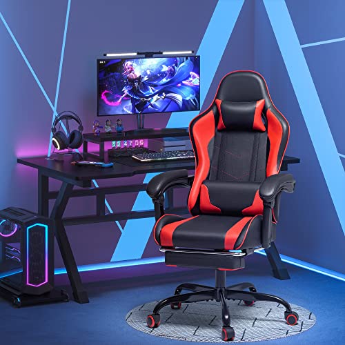 White Ergonomic Gaming Chair with Footrest and Massage Lumbar Support I603