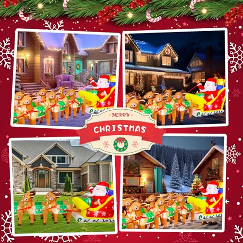 14 FT Santa Claus Inflatable Outdoor Decoration with Gift Bag and Built-in LED Lights E7011