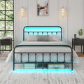 Black Metal Platform Bed Frame with LED J613711