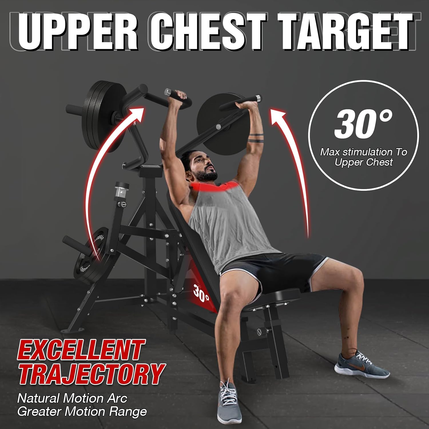 1250LBS Chest Press Machine with Independent Converging Arms, Black X30091