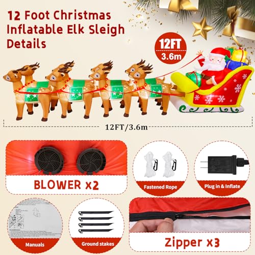 14 FT Santa Claus Inflatable Outdoor Decoration with Gift Bag and Built-in LED Lights E7011
