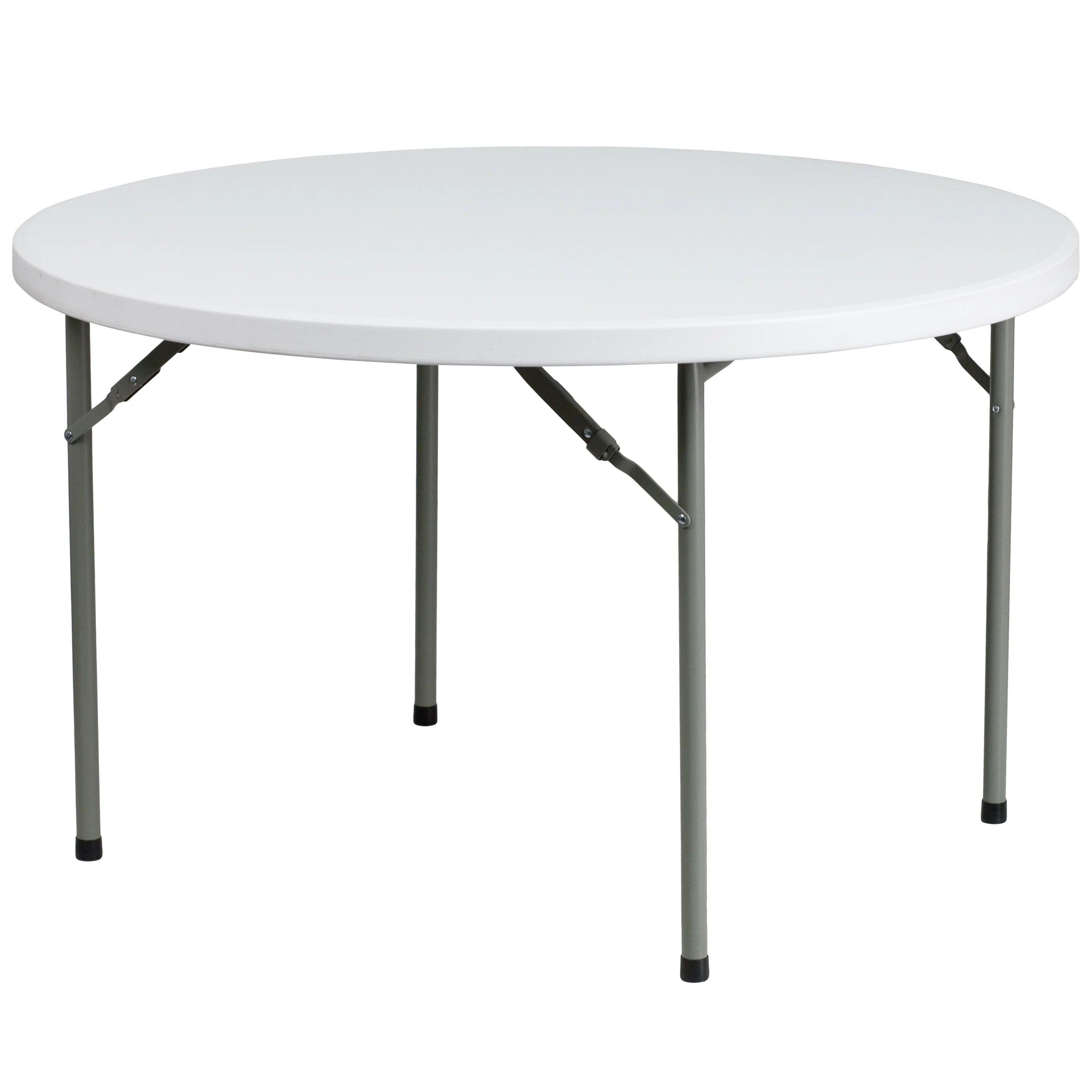 4' Round Plastic Folding Table Granite White V540