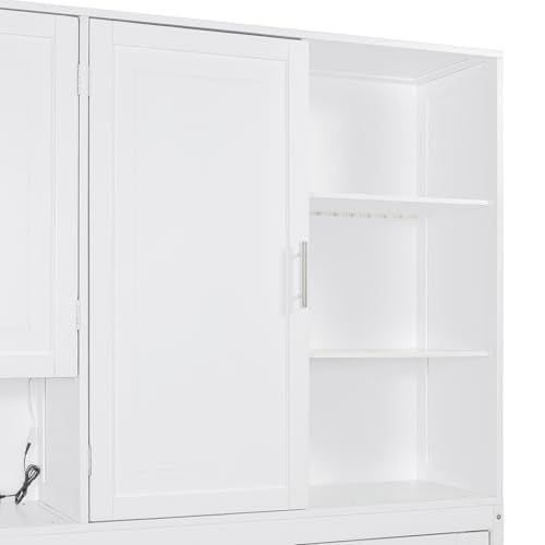 Twin Size Gray Murphy Bed Frame with Storage Cabinet and Shelves U651083