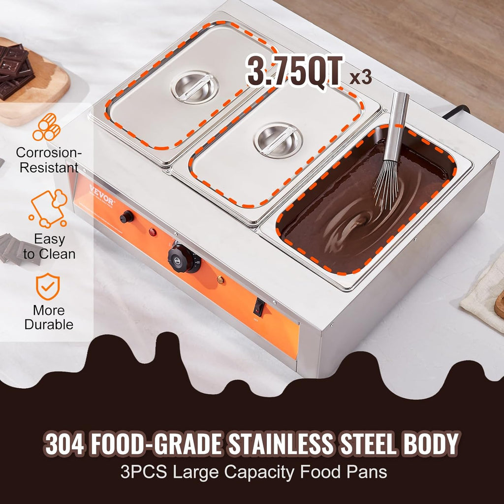 26.5 Lbs 3 Tanks Stainless Steel Electric Chocolate Tempering Machine N843465