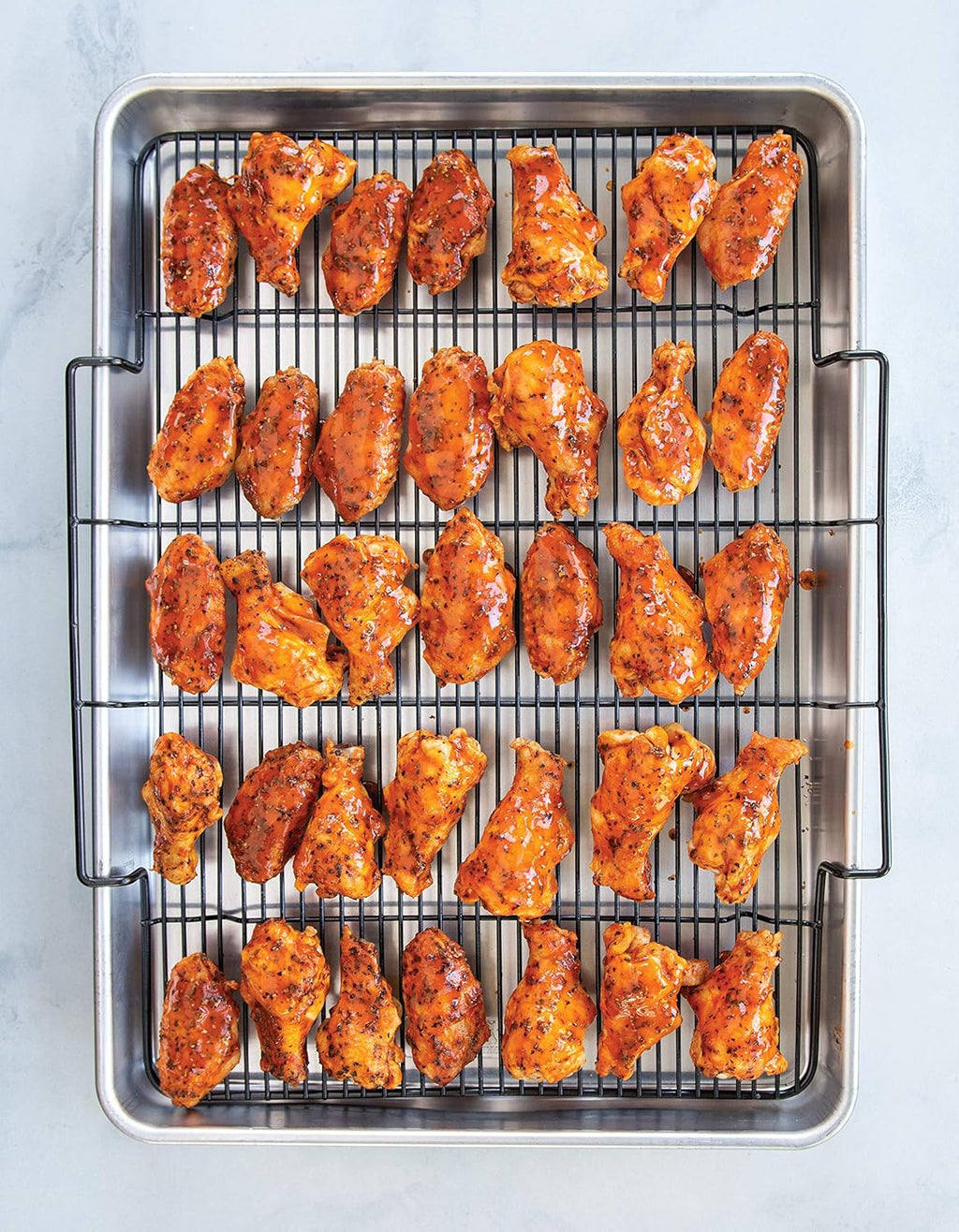 Extra Large Oven Crisping Baking Tray with Rack, Silver P385
