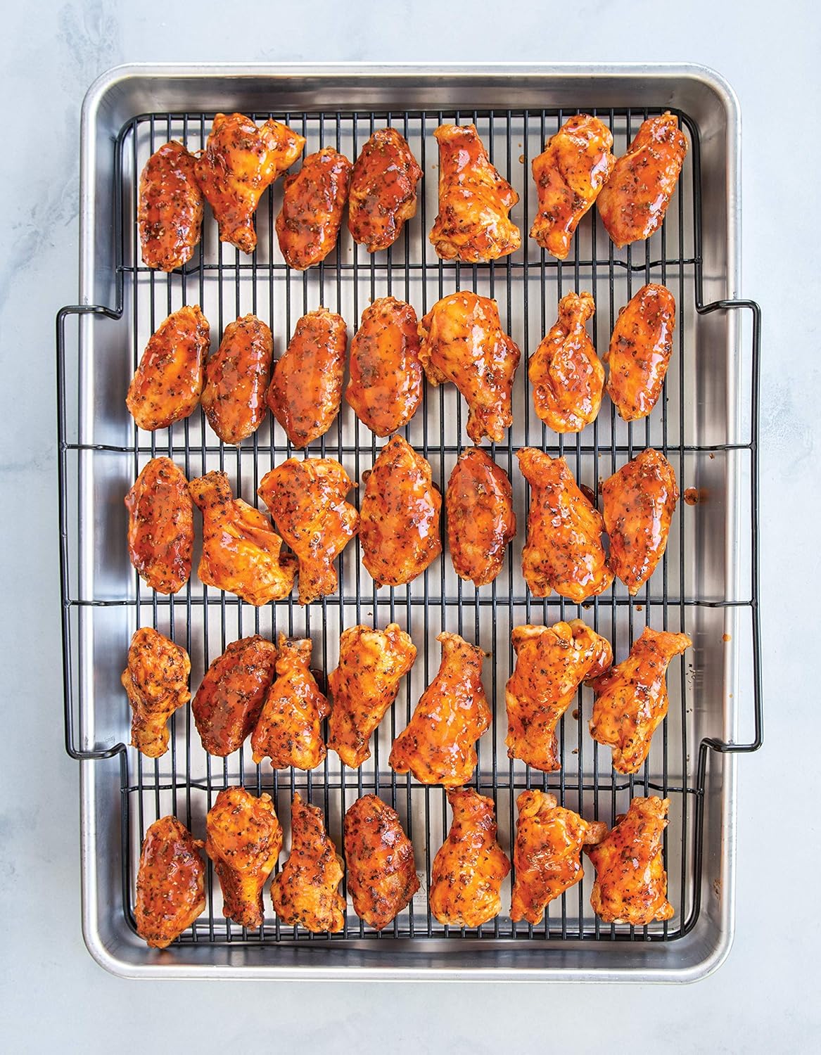 Extra Large Oven Crisping Baking Tray with Rack, Silver P385