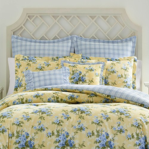 King Yellow Comforter Set with Euro Shams and Throw Pillows, Dark Blue King Sheets, 4 Pieces A384055