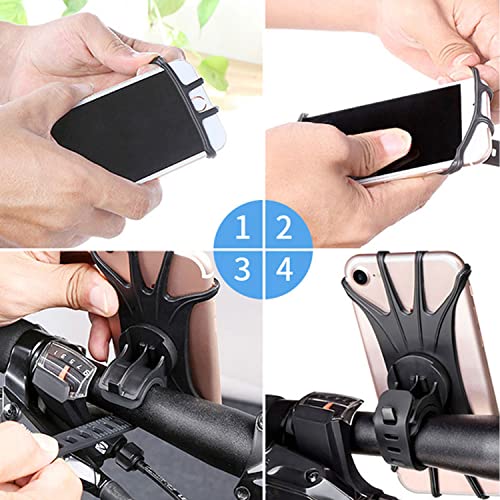 2 Pack Universal Bike Phone Mounts, 360 Rotation Silicone Holders F5821