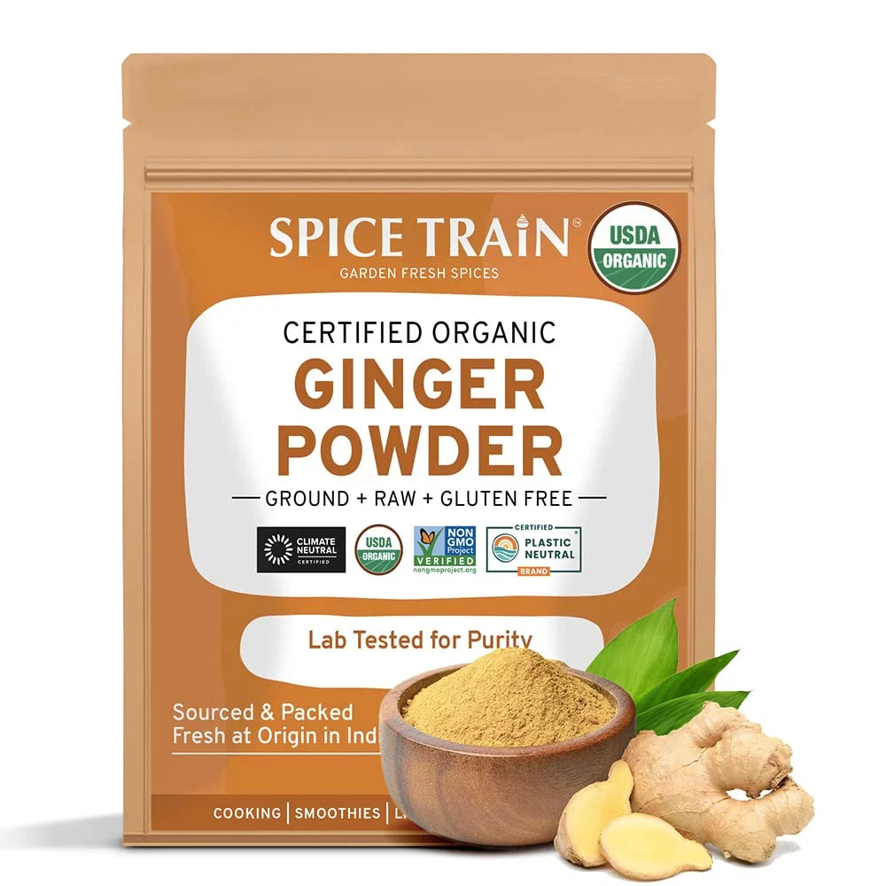 Organic Ginger Powder 454g 100% Raw Ground Ginger Root Powder in Resealable Zip Lock Pouch V382