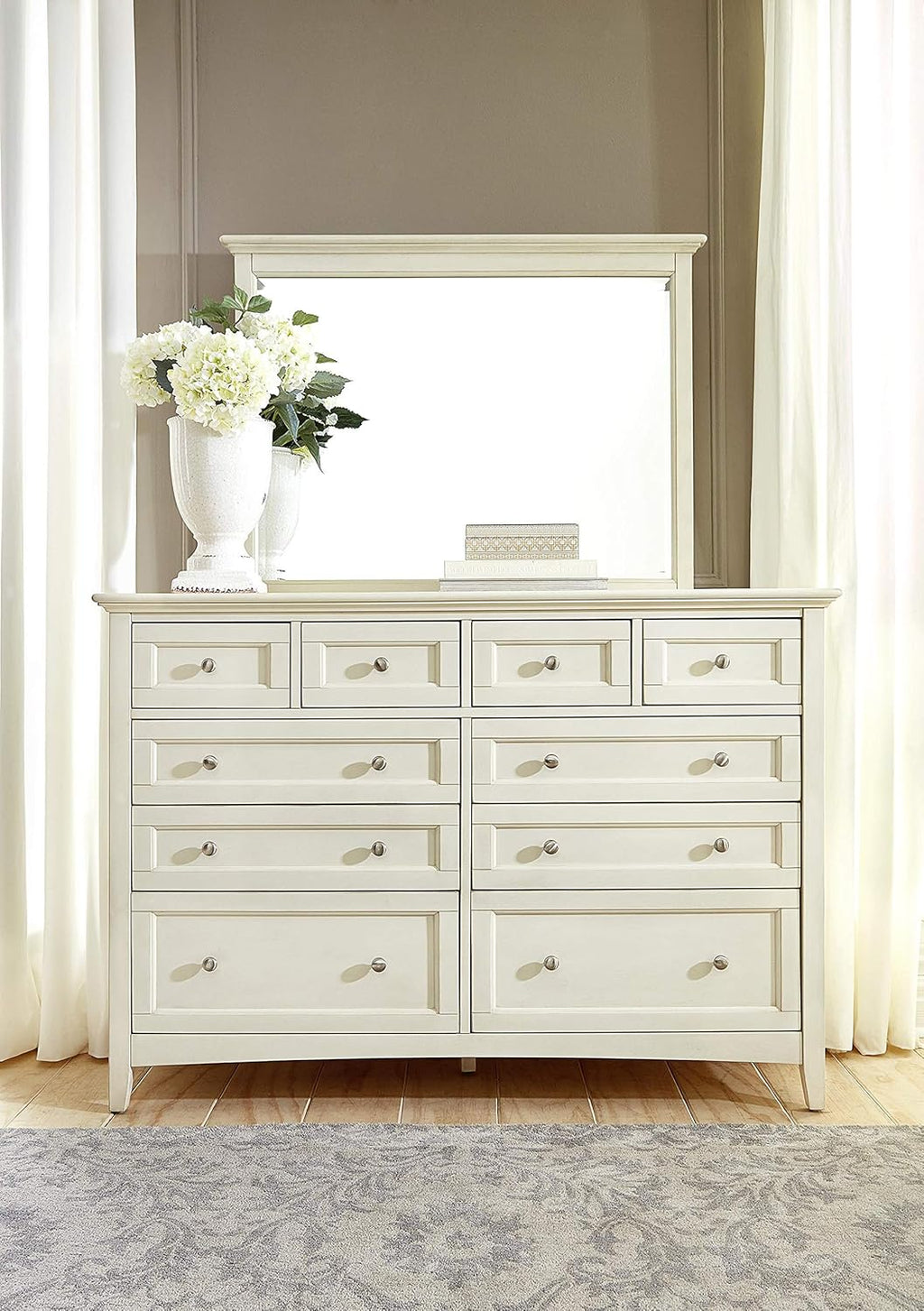 8 Drawer White Linen Solid Wood Dresser D75923