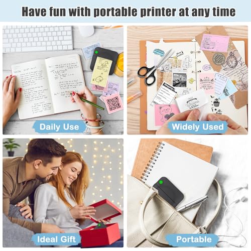Pink Mini Thermal Printer with 11 Rolls Paper Y816989