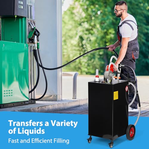 30 Gallon Portable Gas Caddy on 4 Wheels with Manual Transfer Pump J30138