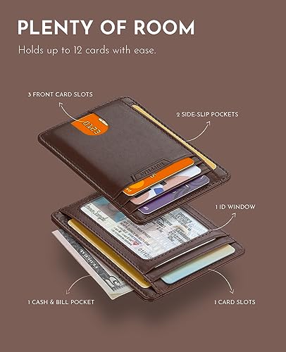 Slim Leather Front Pocket Wallet with RFID Blocking Q12570
