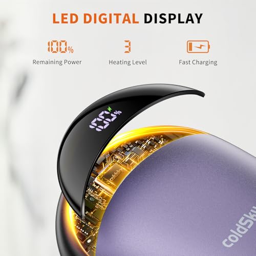 Rechargeable 2 Pack Magnetic Electric Hand Warmer with Digital Display V925377