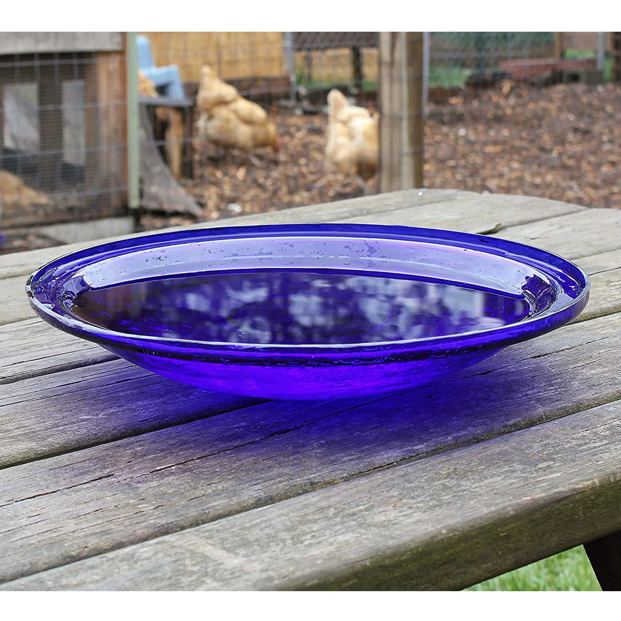 14 In Crackle Glass Bowl and Birdbath Decoration, Cobalt Blue F594468