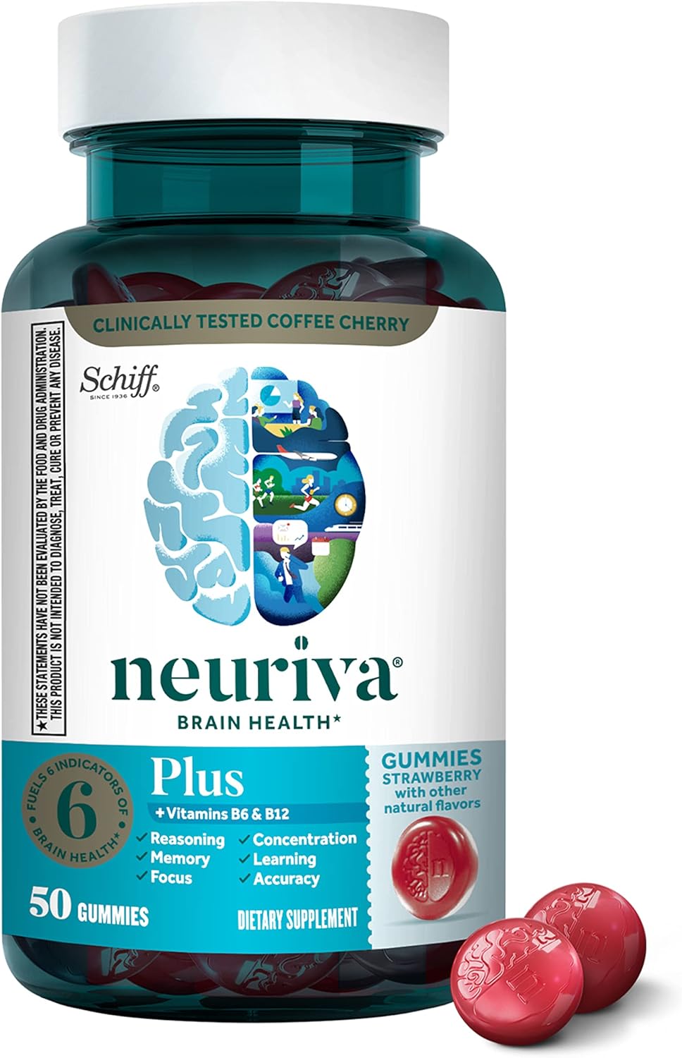 Brain Supplement with Vitamins B6 & B12, 50ct Strawberry Gummies F268729