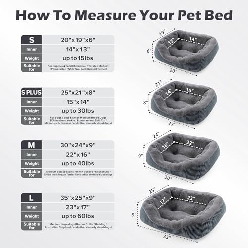Small Dog Bed Washable Orthopedic Pet Bed with Anti-Slip Bottom S(20"x19"x6") S470702