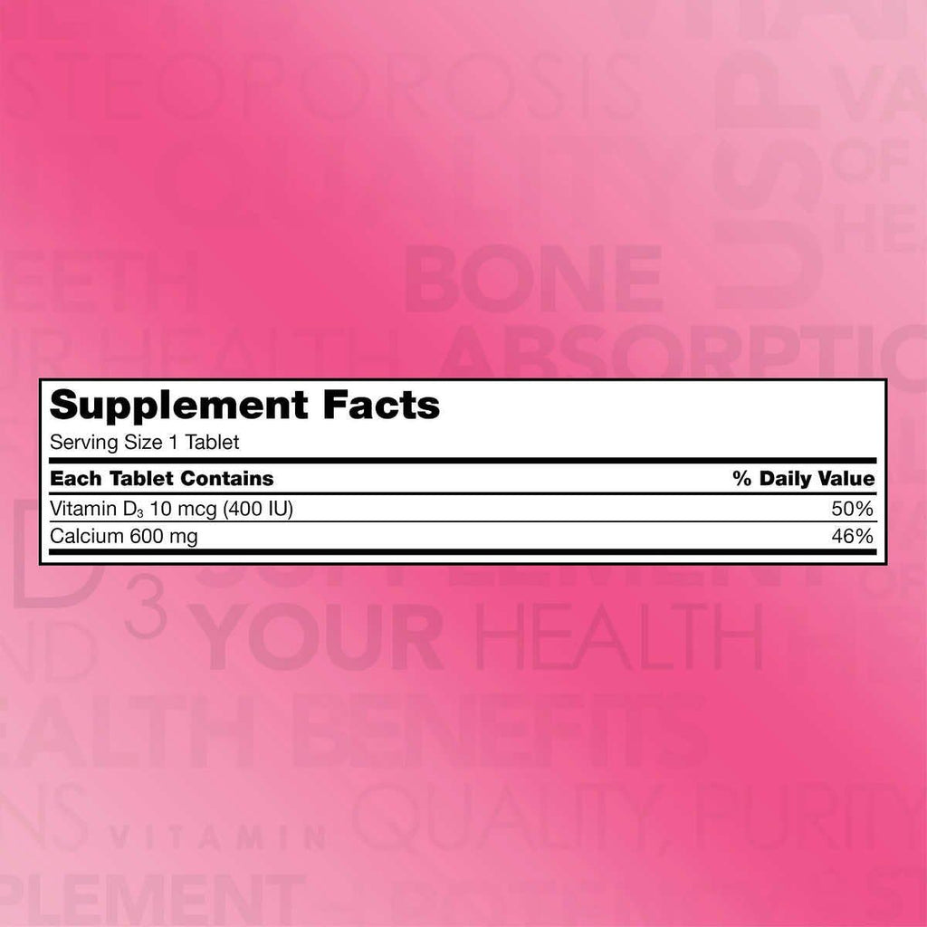 Calcium 600 mg with Vitamin D3, 500 Tablets (4 Pack) B986