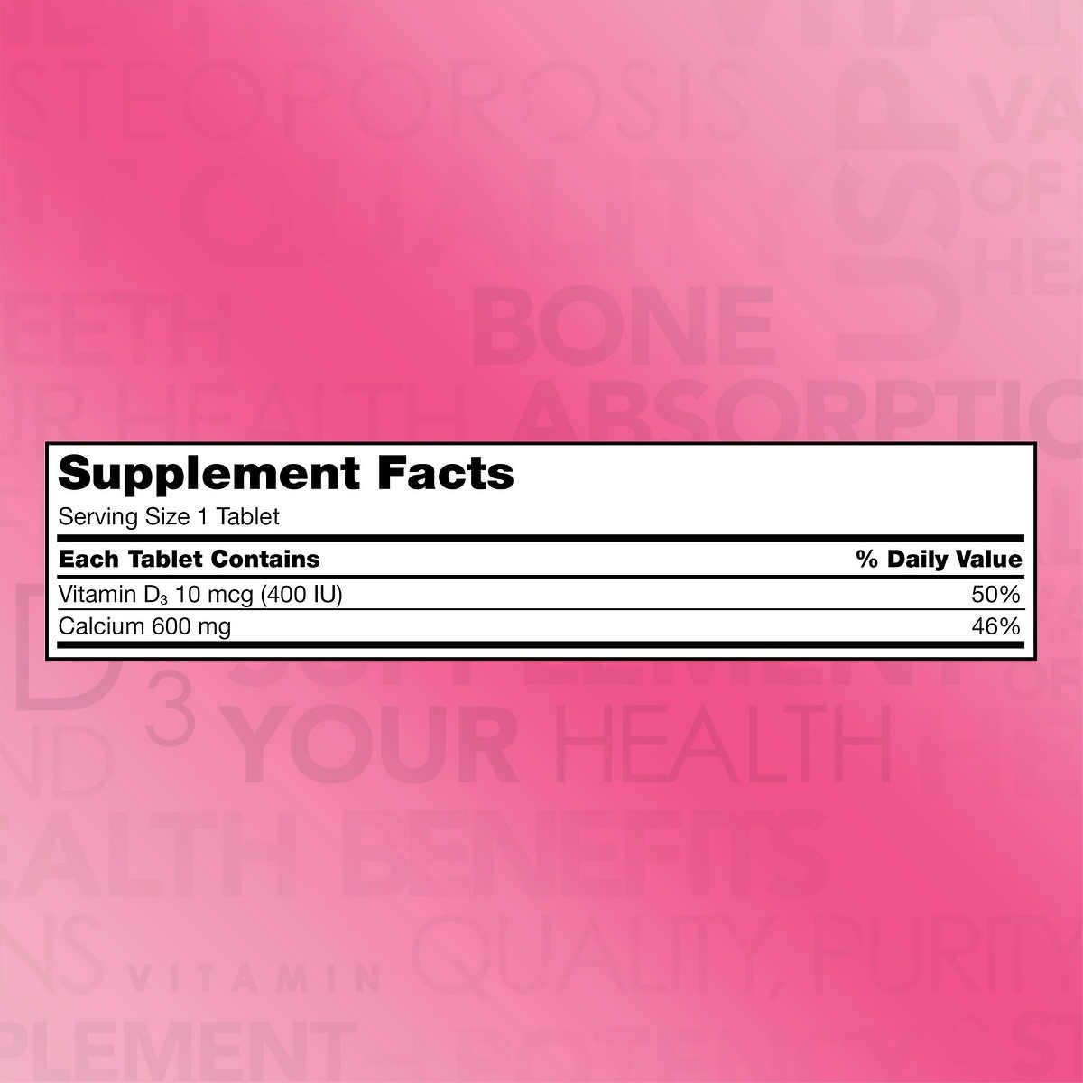Calcium 600 mg with Vitamin D3, 500 Tablets (4 Pack) B986