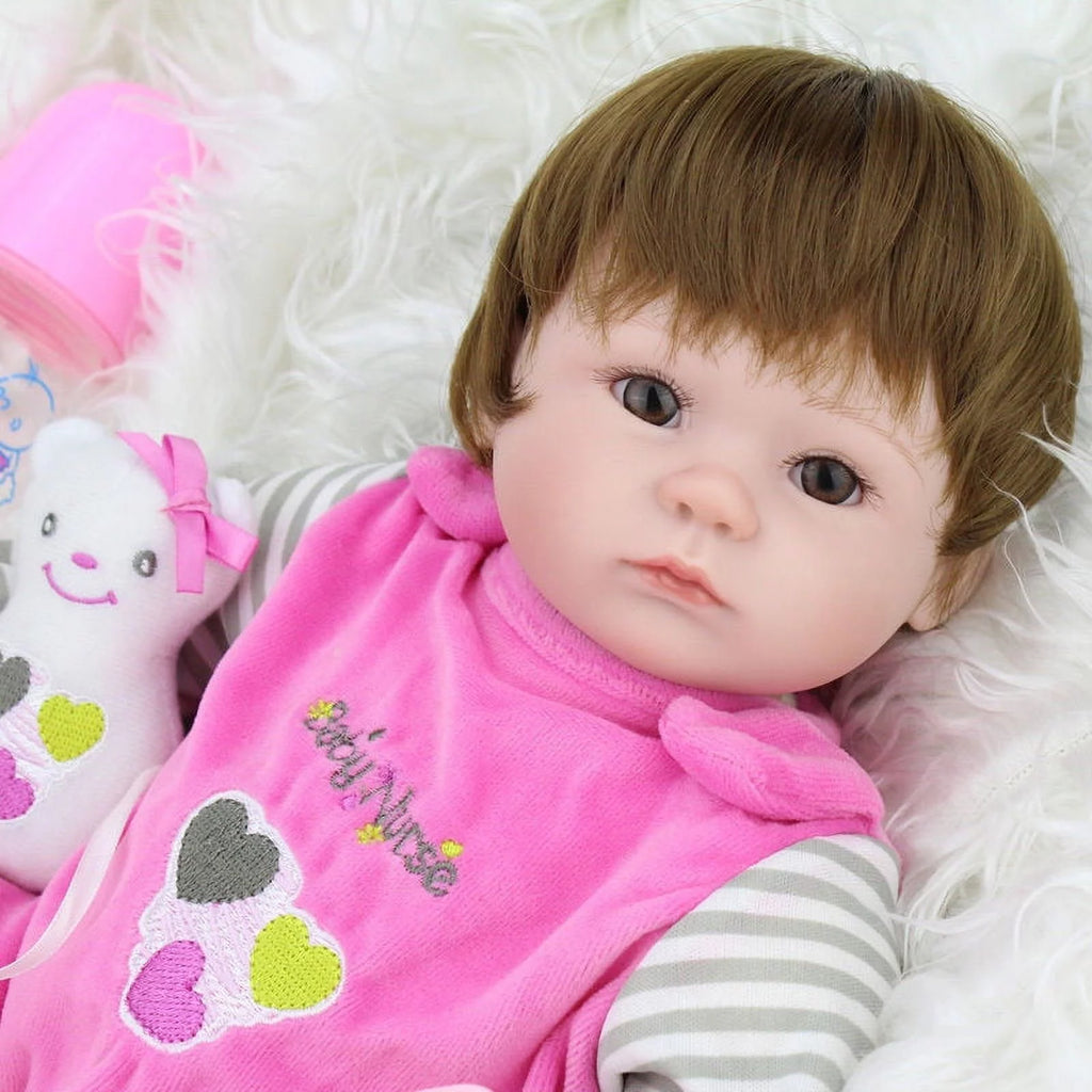18" Handmade Reborn Silicone Vinyl Baby Doll with Hair A700