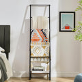 5 Tier Wooden Blanket Ladder Rack, Rustic Brown and Black G4118