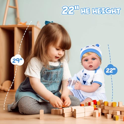 22 inch Lifelike Baby Doll with Feeding Accessories Doll Set Q96677