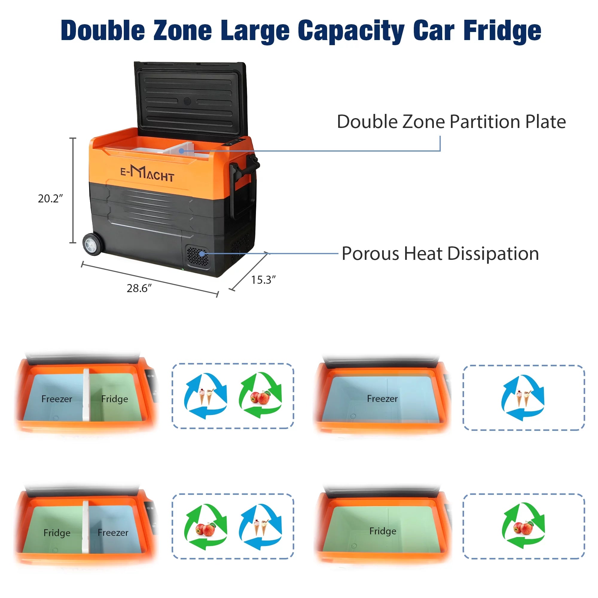 31.7Quart Dual Zone Portable Car Refrigerator with LED Light, 12/24V DC G236446