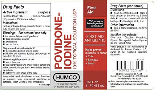 16 oz Povidone Iodine 10% Topical Solution F38726