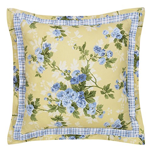 King Yellow Comforter Set with Euro Shams and Throw Pillows, Dark Blue King Sheets, 4 Pieces A384055