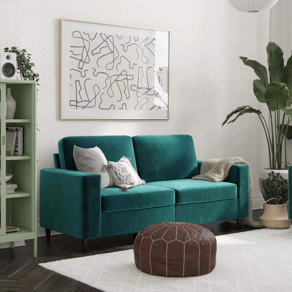 Green Velvet 3 Seater Sofa Y2849