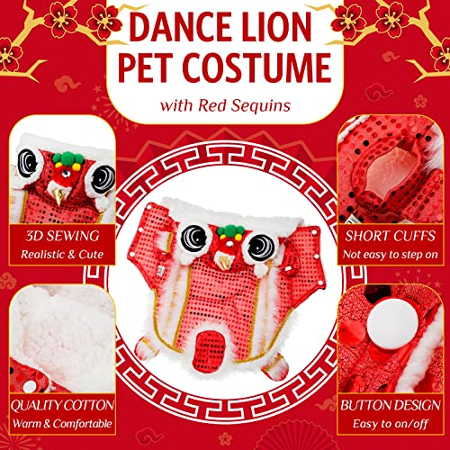 Red Lion Dance Dog Costume Hoodie (2X-Large) Z355