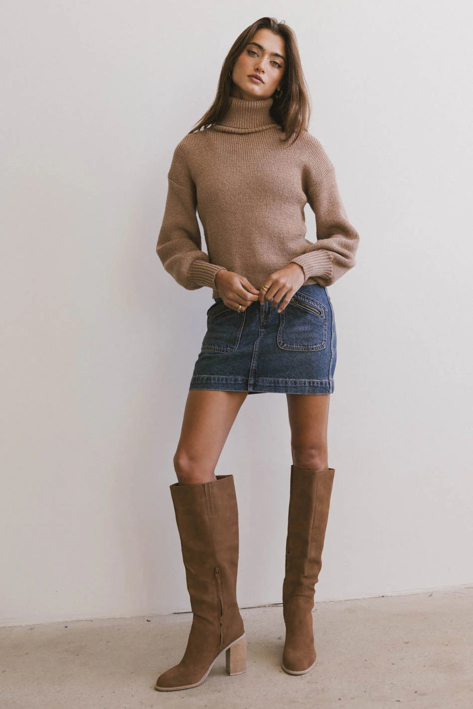 Brown Turtleneck Sweater H85412